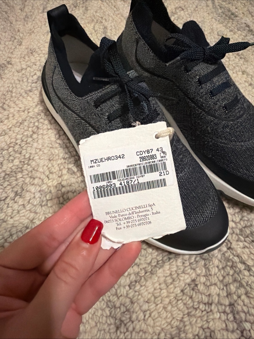 Brunello Cucinelli Navy and Gray Knit Lace-Up Sneakers - Picture 4 of 11